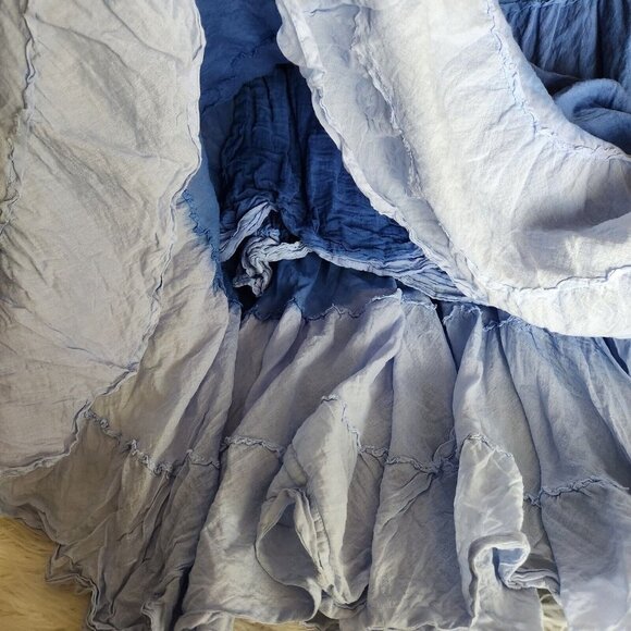 Shop Therapy Tiered Skirt OS Blue BOHO Elastic Waist Pull On Lined Country Charm - Picture 9 of 11